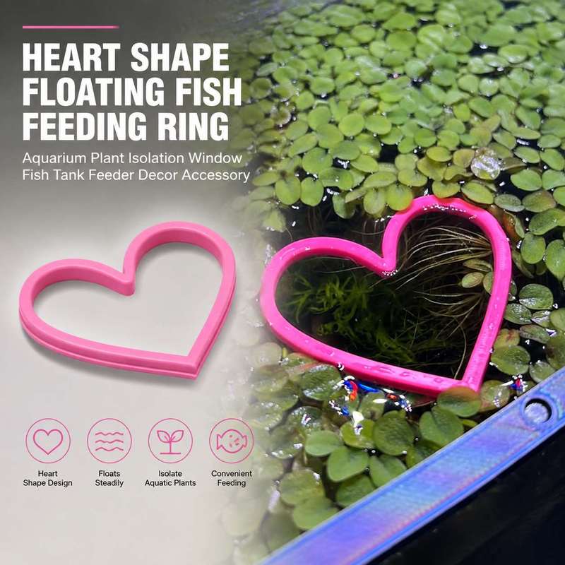 Heart Shaped Floating Fish Fee - Aquarium Plant Rings recension och pris