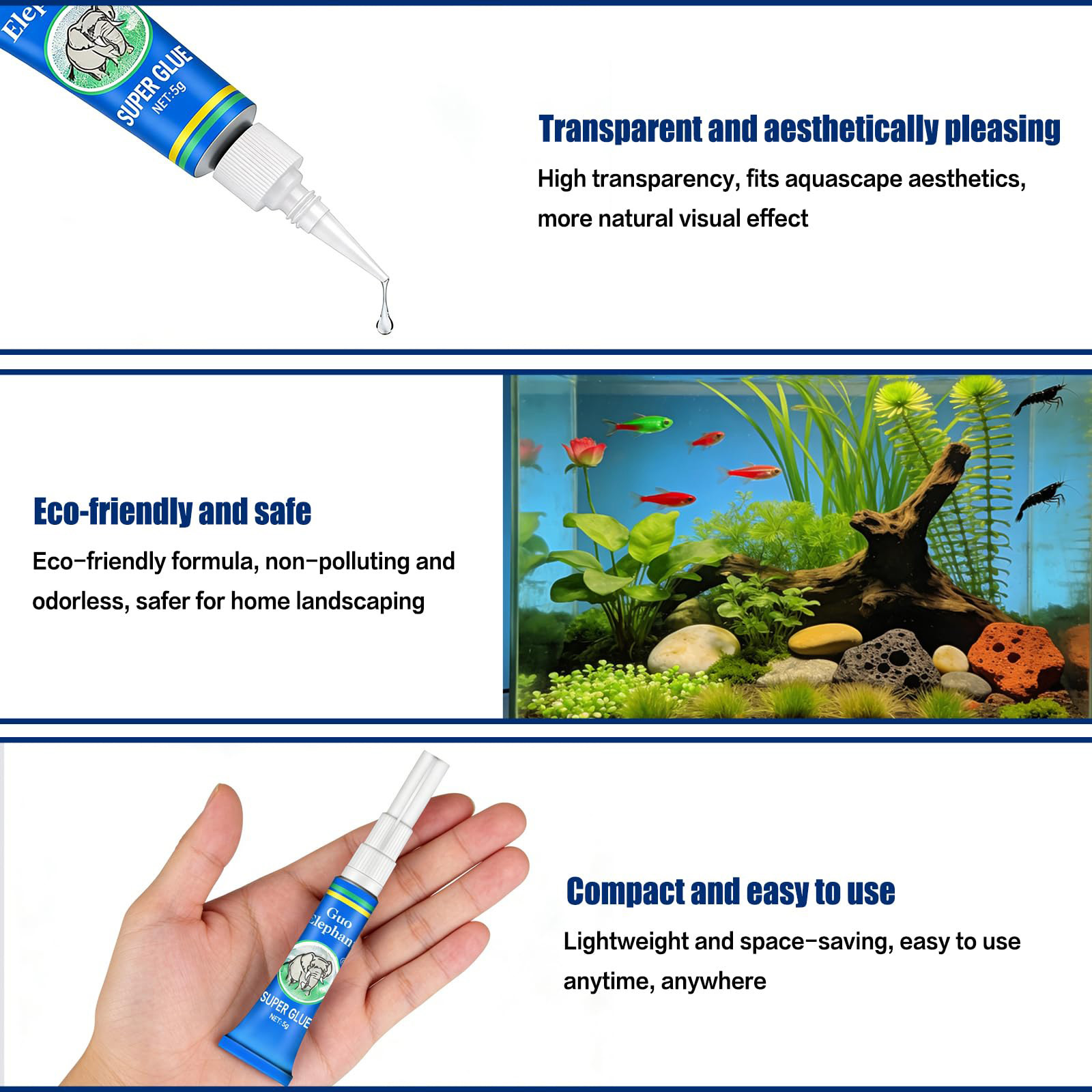 Instant Aquarium Glue for Aqua - Aquarium Plant Glue Gel recension och pris