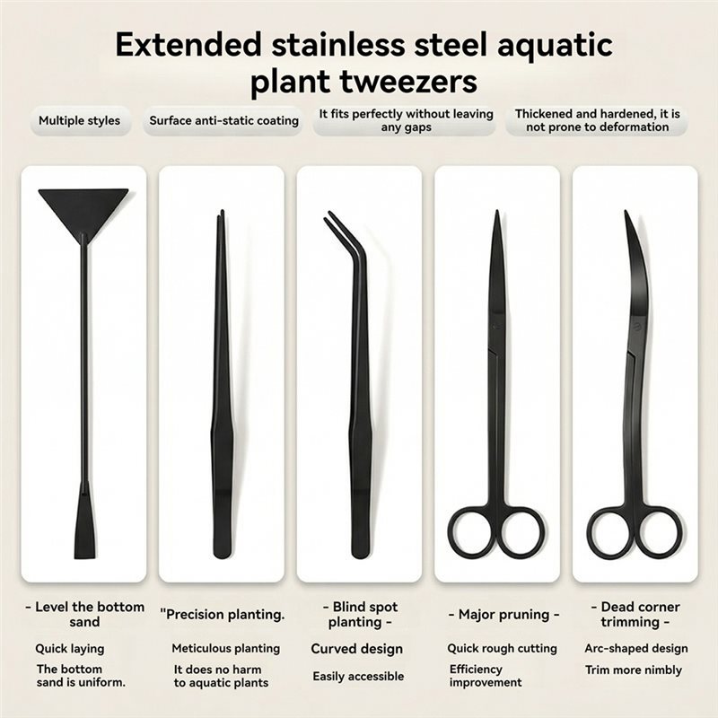 IALJ-Long Black Stainless Stee - Aquarium Planted Sand recension och pris